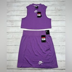 Nike Sportswear Air Ribbed Set - Top and Skirt in Lilac Purple Size L